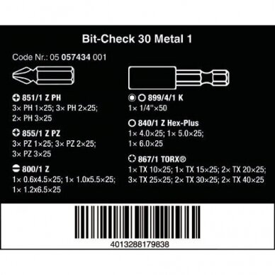 Bit-Check 30 Metālam 1 WERA uzgaļu komplekts 2