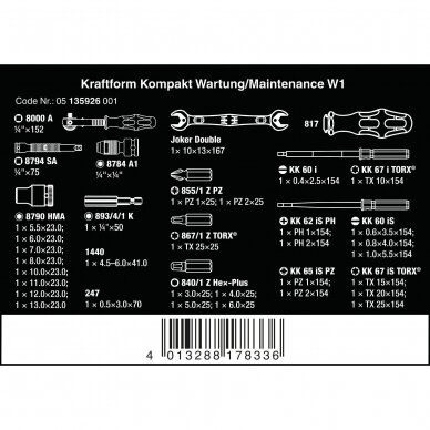 KRAFTFORM KOMPAKT W1 MAINTENANCE 35 WERA instrumentu komplekts 3